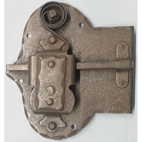 Schrankschloss, Eisen gerostet mit Schlüssel, Dorn 80mm rechts